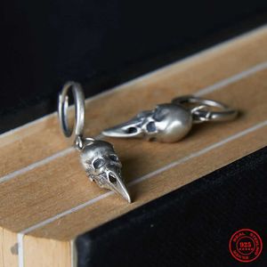 Stud Mkendn% 925 Sterling Silber Vintage Platypus Schädel Anhänger Ohrringe Punk Street Hip Hop Style Herren Schmuck Q240507