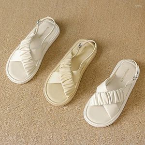 Lässige Schuhe Sommer Frauen 1,5 cm niedrige Heels entspannen Sandalen Frau Offener Zeh mit gekreuztem Ranged Sandles Lady draußen draußen dicker Soled Soled