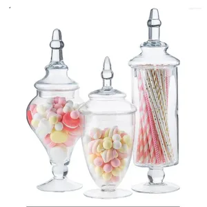 Storage Bottles Glass Candy Jar Transparent With Lid Decoration European Style Home Kitchen Supplies Cereal Dispenser