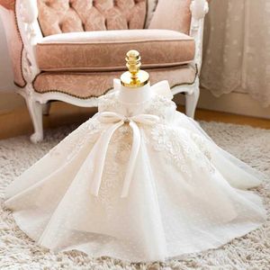 Christening dresses Womens Lace Sleeveless Birthday Dress High end 1 Year White Baptist Party Girls Clothing Princess 1-10 Years Old Q240507