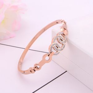 Korean Rose Gold Circle Fashion Titanium Steel Bracelet Does Not Fade Everything Ladies Diamond-set Fashion Hand Jewelry Simple and Simple