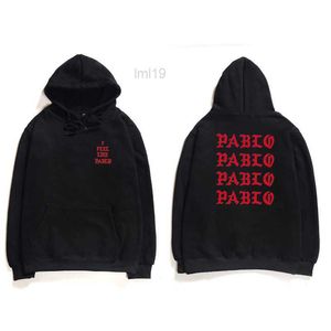 Herrtröjor tröjor hiphop hoodies män jag känner mig som pablo west streetwear hoodie tröjor brev skrivare hoodie clubwafa