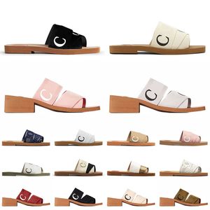 Sandálias de luxo Famoso Designer Mulheres Chinelos Woody Flat Mules Slides Mila Plataforma Nuvem Sapatos Macios Bordados de Linho Sandale Espadrille Wedge Sliders 【code ：L】