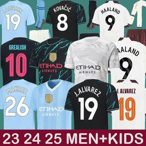 23 24 25 Оптовые футбольные майки Haaland de Bruyne Phillips Mans Cities Grealish Mahrez Foden Bernardo Kovacic Rodrigo Футбольная рубашка мужская детская комплекта наборы сжигают пот