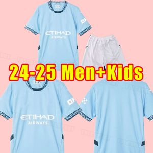 Haaland futbol formaları 24 25 De Bruyne Phillips Mans Cities Grealish Mahrez Man Foden 2024 2025 Alvarez Oyuncu Versiyonu Evde Üçüncü Erkek Çocuk Çocuk Kitleri