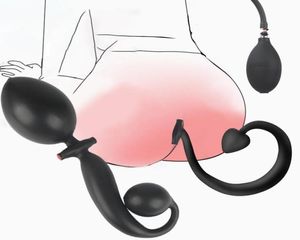 Brinquedos anal anal de cabeça dupla inflável enorme bomba de cauda de cauda silicone hildo vagina massagem buplug próstata sexo2937119