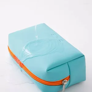 Storage Bags Women Travel Cosmetic Bag Waterproof Pu Cute Candy Colors Woman Makeup Portable Toiletry Organizer Box 2024