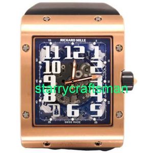 RM Luxury Watches Watch Mechanical Watch Mills RM016 Ultra Fin Men 50mm 18k Rose Gold Frame Dial Strap Stap Stg7