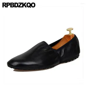 Casual Shoes Driving Real Leather Moccasins Men Brand Black Luxury Fashion Walking Runway Flats High Quality Cowhide Cow Skin