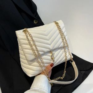 2023 Casual Chain Crossbody Taschen für Frauen modische gestreifte Umhängetasche große Kapazitätsklappe Damen Handtaschen Handtaschen