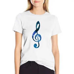 여성용 폴로 트레블 클리프 - 음악적 심볼 티셔츠 여름 상판 재미있는 플러스 크기 디자이너 옷 여성 사치