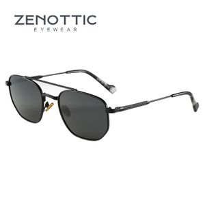 Zenottic Fashion Hexagonal Geometry Polarised Solglasögon för män Kvinnor Polygon Metal Shade Pilot Sun Glasses ZS1210 240507