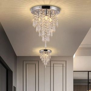 天井のライトクリスタルライト鉛モダンホールシャンデリアリビングルーム3ライトフラッシュマウントランプ装飾照明器具