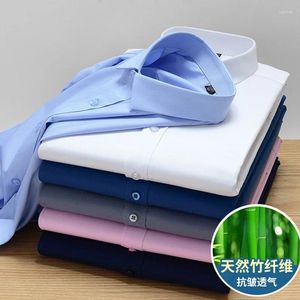 Camicie casual maschile 6xl 7xl 8xl 2024 camicia in fibra di hsinchu a manica lunga affari di lusso senza ferro Slimt Slip Solid