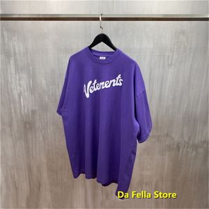 2020 Vetements T-shirt Purple White Lettere White Stampa Vetements Tee Summer Men Women Overmieze T-Shirts Hip Hop Cotton Tops X1214 321U