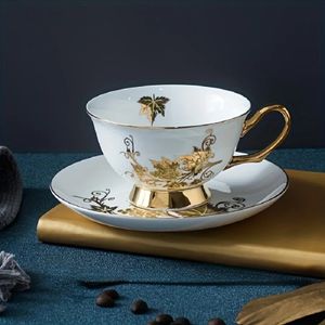 1 set Large Capacity Ceramic Coffee Cup and Saucer Set with Handle for Latte Cappuccino Tea Cocoa Chocolate 240508