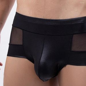 Underbyxor män sexig u konvex påse trosor mjuka släta underkläder genomskinliga tunna mesh boxare ren andningsbara avslappnade shorts stammar