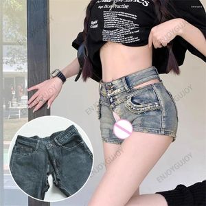 Women's Jeans Denim Shorts Women Invisible Open Crotch Outdoor Sex Low Waisted Tight Pants Spicy Girl Sexy Straight Leg Buttocks