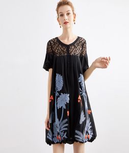 Women039s Designer Dresses O Neck Short Sleeves Embroidery A Line Loose Fashion Casual Summer Dresses4553972