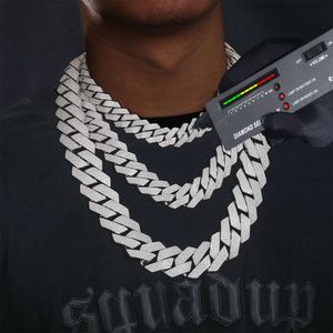 Hochwertiger Cubana Hip Hop Schmuck 6-20mm Sterling Sier VVS Moissanit Diamant Out Cuban Link Chain Halskette für Männer