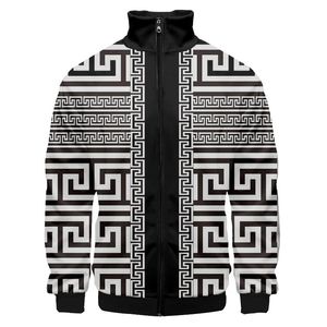 Golden Luxus Barock Herren Reißverschlussmantel 3D bedrucktes Sweatshirt Modejacke Übergroße Kleidung Harajuku Paar Baseballkleidung 240429