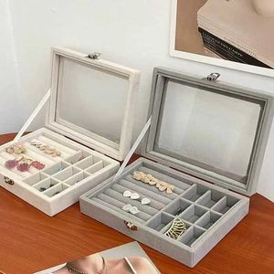 Schmucktablett Fashion Velvet Schmuck Display Organisator Box Tragbarer staubdichtes Schmucktablett Holder Ring Ohrring Schmuck Aufbewahrung Hülle Showcase