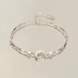 Очарование браслетов серебряный цвет циркона браслет для женщин, блестящие хрустальные луны вишня бабочка подвесные браслеты