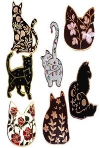 Stift broscher blommor katt kitty djur husdjur älskare gåva brosch stift emalj metall märken lapel stift jackor mode smycken accessori1889428