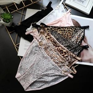 Frauen Höschen europäischer und amerikanischer gedruckter dünner Gürtel Hoop sexy Damen Low-twaist Leopard Unterwäsche Frauen Eisseide Atmungsfreie Slips