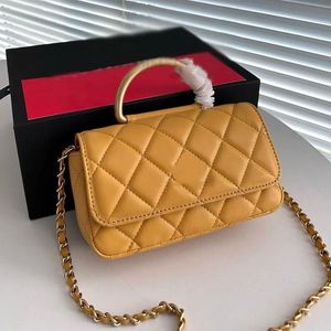 Gold Designer Bag Fashion Womens Co Chain Luxury Bag Metal Diamond Plaid Handle Bag Mini Shoulder Hardware Matelasse Bag Travel Casual AEFP