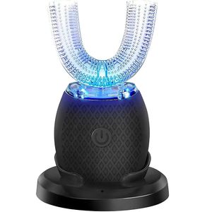 U Shape Sonic Electric Tooth Brush 360 -graders munrengöring Automatisk silikon Tandborste kallt blå ljus tandblekning borste 240508
