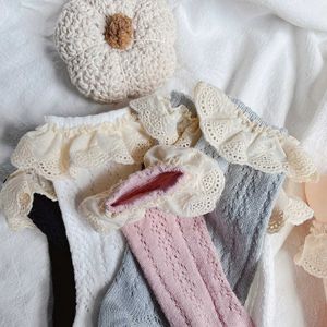 Calzini per bambini calze per bambini con decorazione floreale in pizzo ginocchio alto abbigliamento a maglie a maglie a maglie 0-6y