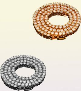 Цепи хип -хоп ювелирные изделия мужские бриллианты с колье теннисной цепи мода мода 4 мм 4 -мм колье серебряной золотой цепь 8825994