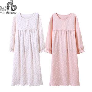 Pajamas 3-14 year long sleep cotton childrens pajamas girls pajamas autumn and spring printingL2405