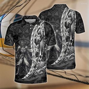 Mężczyzn Vintage Medieval Knight Armor 3D Printed Polo Shirts for Men Ubrania mody Warrior koszula krótkie rękawowe