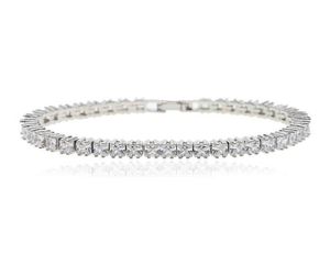 Iced Out Bling Paved Tennis Chain Bracelet Silver Color 5A CZ Charm Bangle For Women Mens Hip hop Jewelry6346389