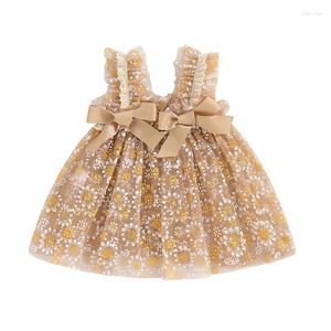 Sukienki dla dziewczynek pudcoco maluch dzieci dziecięce letni tiul sukienka stokrotka drukująca rękawowa
