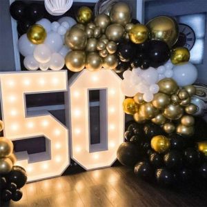 Decorazione 73 cm Led Light Up Lights Up Lights White Marquee Numero Segno per le forniture per feste di compleanno per decori del matrimonio