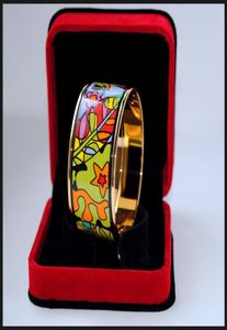 Dream Garden Series 18K goldplated enamel bangle bracelet for woman Top quality bracelets bangles width 30 mm Fashion jewelry as 8096528