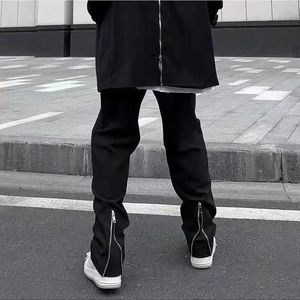 ns 2022 Vibe Style Zipper Design Black Men Hip Hop Slim Jeans Trousers High Street Straight Casual Denim Pants Elegant Moda Hombre J240507