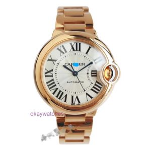 Cartre Luxury Top Designer Automatic Watches 33mm White Plate Blue Balloon Series W6920068 Rose Gold Mechanical Watch for Women with Original Box