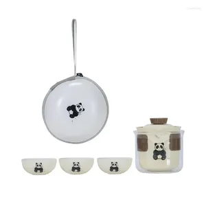 Teaware set Cream Wind Portable Panda Travel Tea Set Cup Outdoor Camping Equipment