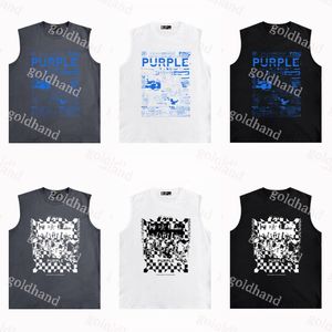 Tide Brand Mens Tank Tops Summer Casual Breathable Vest Purple Designer Letter Tees Sleeveless T Shirt