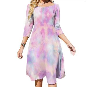 Casual Dresses Pink Tie Dye Dress Colorful Art Print Kawaii Summer Sexy Square Collar Street Fashion Custom 4XL 5XL 6XL