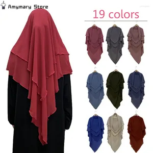 Etniska kläder muslimska kvinnor chiffon hijab fast färg 2 lager damer sjal halsduk mellanöstern dubai kalkon islam mode huvudduk