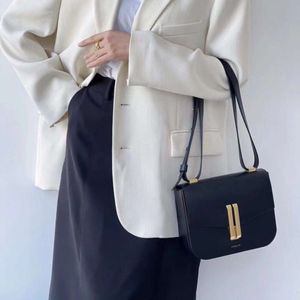 Demellier tofu väska unik design liten fyrkantig väska kvinnor högklassig äkta läder mode en axel handhållen streckväska