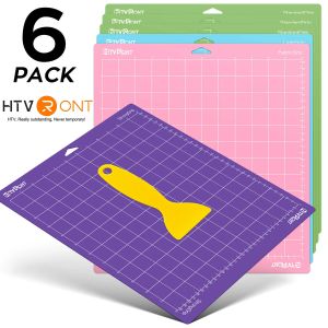 Mats HTVRONT 6 Pack 12x12in blandade färger PVC Lim Cutting Mat Base Plate Tool Pad för Cricut Explore Air/Air2/Maker DIY Machine