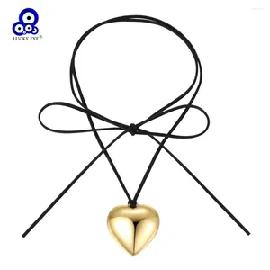 Hänge halsband Lucky Eye Alloy Big Heart Necklace Rope Link Chain Gold Silver Color For Women Girls Men Par Fashion Jewelry