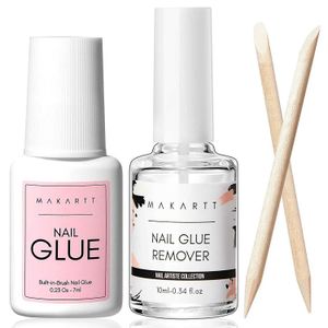 Gel de unhas makartt cola com kit de removedor super forte 7ml para unhas de acrílico Pressione em unhas10ml off Fake Q240507