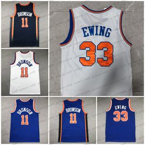 Neues 11 Jalen Brunso Basketball Trikot 33 Patrick Ewing Retro Blue White Getitched Trikots